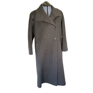 VTG BROMLEY Women's Long Wool Overcoat Size Large Union Made USA Career Formal